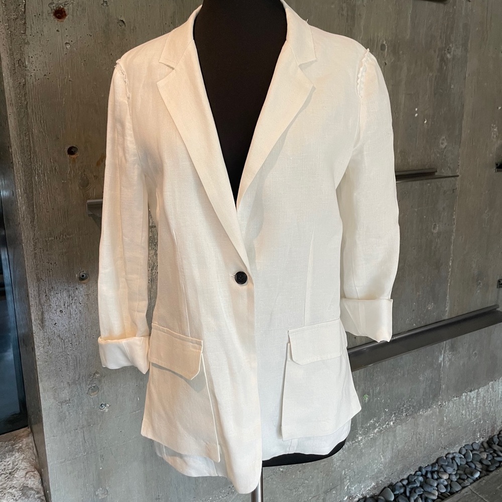 Raquel Allegra White Linen Blazer